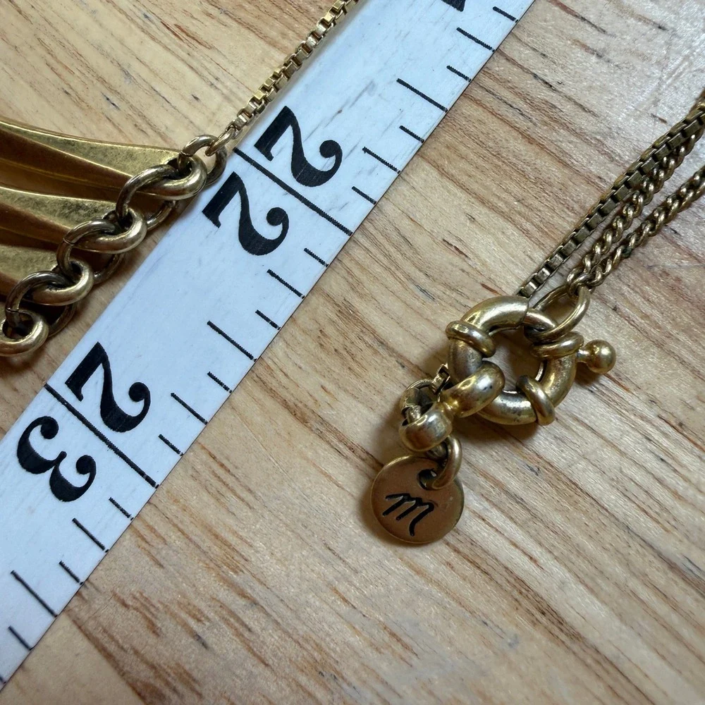 Madewell Bib Necklace Gold Tiered Statement Modern Minimalist Architectural - Picture 7 of 13